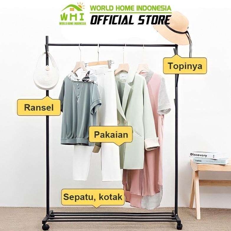Stand Hanger Single Gawang Rak Gantungan Baju Butik Bazar Display Baju Tempat Gantungan Baju Besi Hi