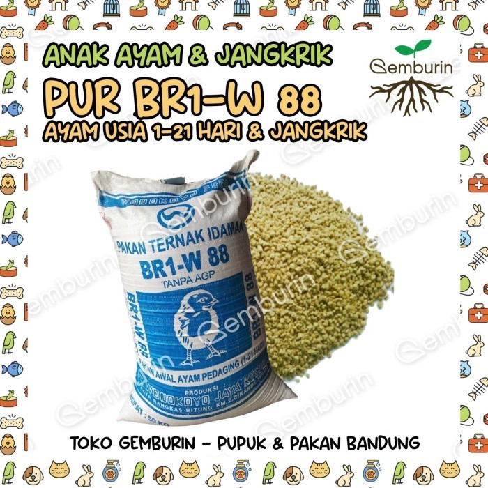 Pur Br1-W 88 Wonokoyo Grower Ayam Broiler Starter Anakan REPACK Per 1Kg Kiloan Pakan Voer Murah Maka