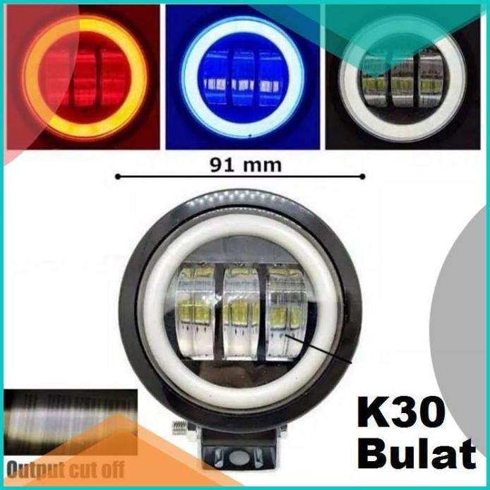 Lampu Tembak Sorot LED K30 3 Mata 30 Watt Bulat Kotak Motor Mobil CWL