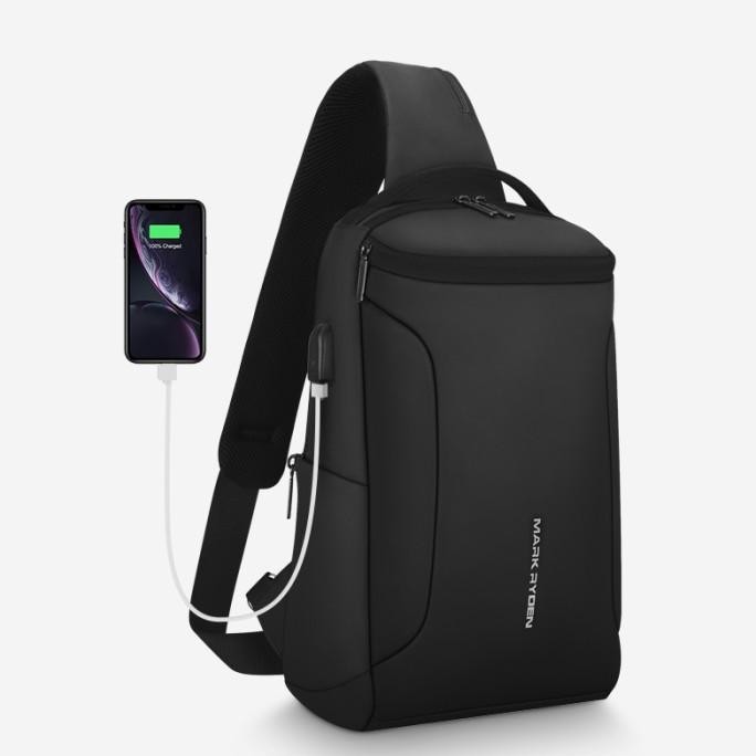 Mark Ryden Tas Selempang Pria Crossbody Waist Sling Bag USB  MR7069
