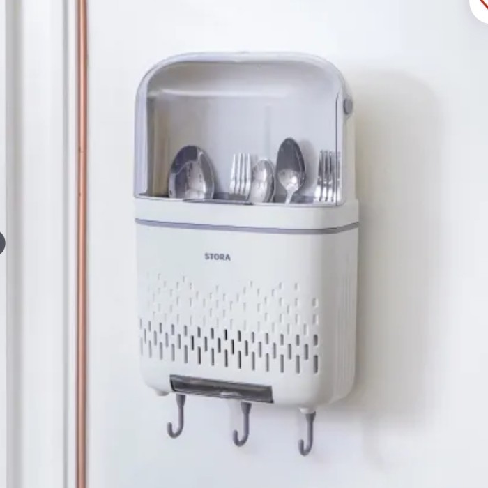 Tempat Sendok Garpu Sumpit Tertutup Gantung Serbaguna