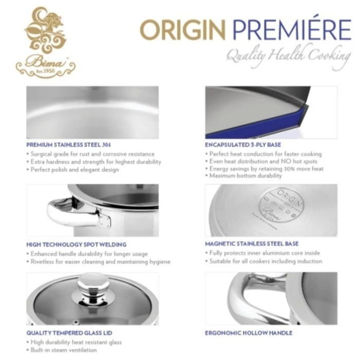 Sauce Pot Bima Origin Premiere /Panci Stainless Sus 304