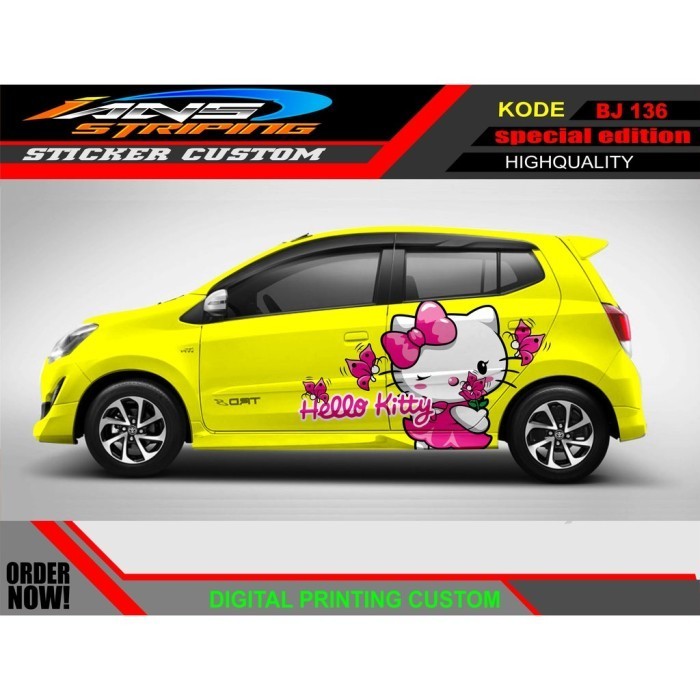 Stiker Mobil Ayla Agya Hello Kitty