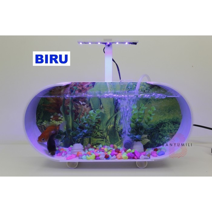 Aquarium Akrilik Murah 5 Inchi Full Set + Pompa Aerator + Batu Gelembu
