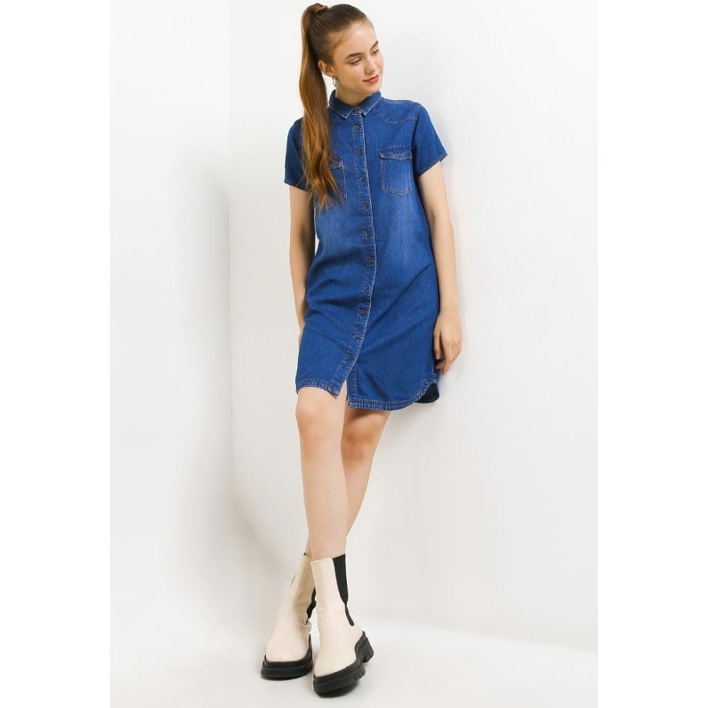 Dress Wanita Hush Puppies Dc Ourania Denim Shirt Dress Forte_Xan