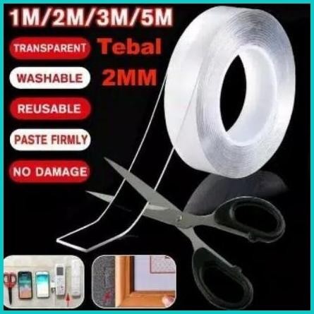 

Double Tape Nano Doubletape Bening 1M 2M 3M 5M Tebal 2MM Transparan 13