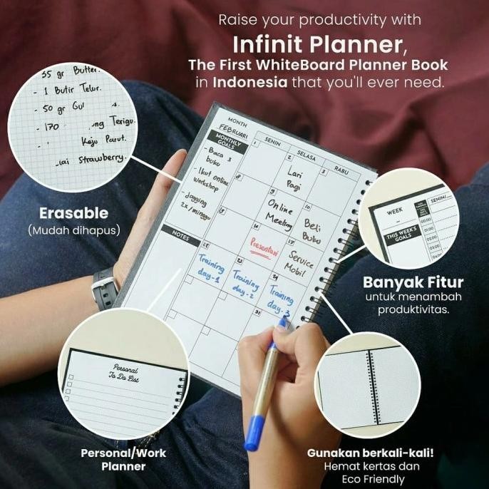 

note book buku catatan INFINIT PLANNER jurnal agenda whiteboard