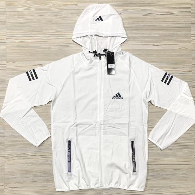 Kaos Jaket Adidas Micro Pria Lengan Panjang Topi Kupluk Import Running