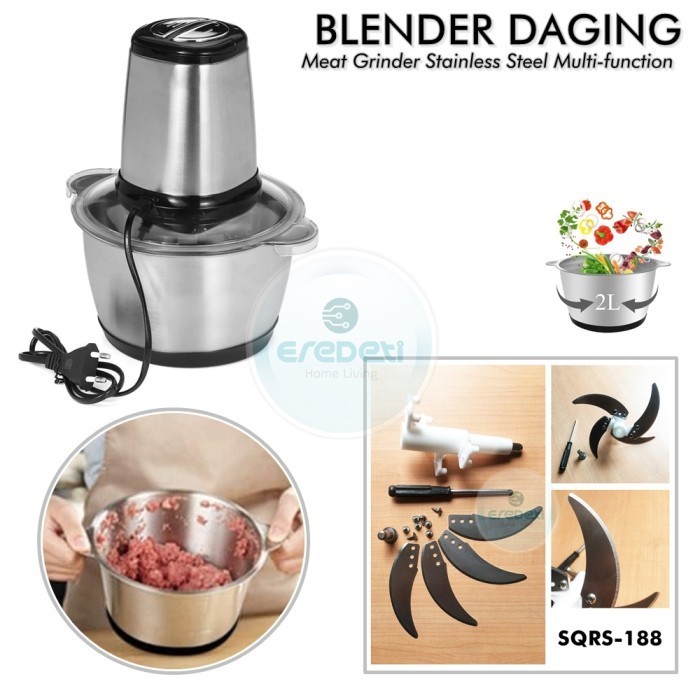 /////] Blender Daging SQRS-188 Meat Grinder Stainless Steel Multi-function