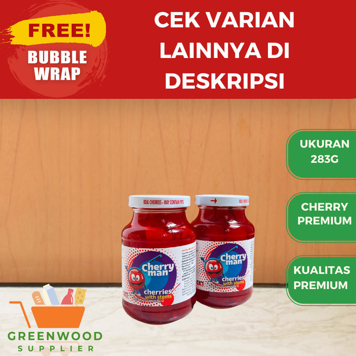 

Brom Cherry Man Maraschino Red Cherry / Ceri Tangkai - 283 Gram