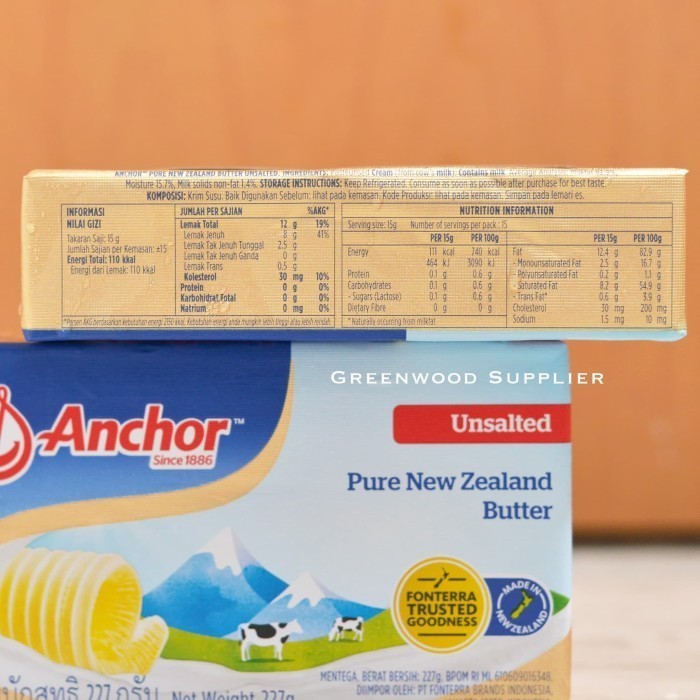 

Brom [Karton] Anchor Unsalted Butter 227 Gram [Isi 40 Pcs]