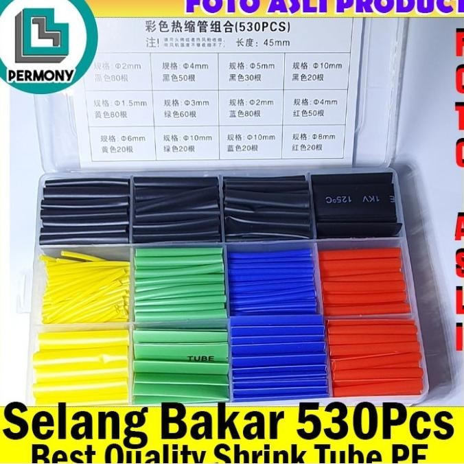 heatshrink tube selang bakar Isolator heatshrink kabel isolasi 530Pcs