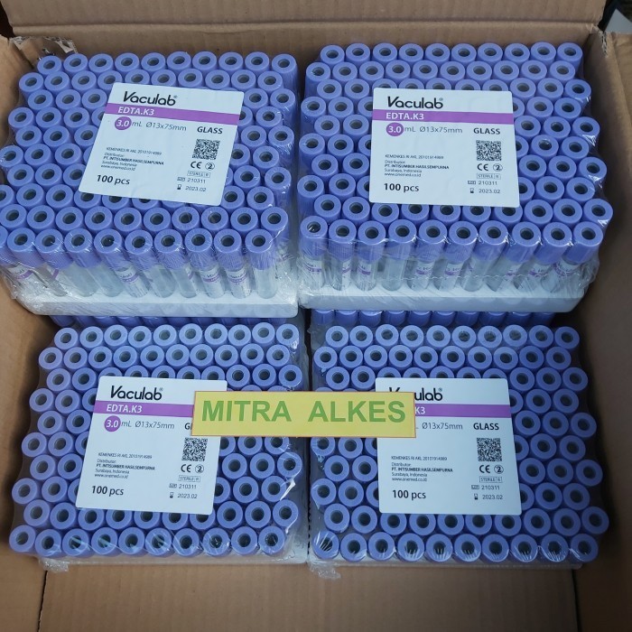 Vaculab Edta.K3 Glass 3.0 Ml. Tabung Edta . K3 3Ml Glass. Edta Tube E.