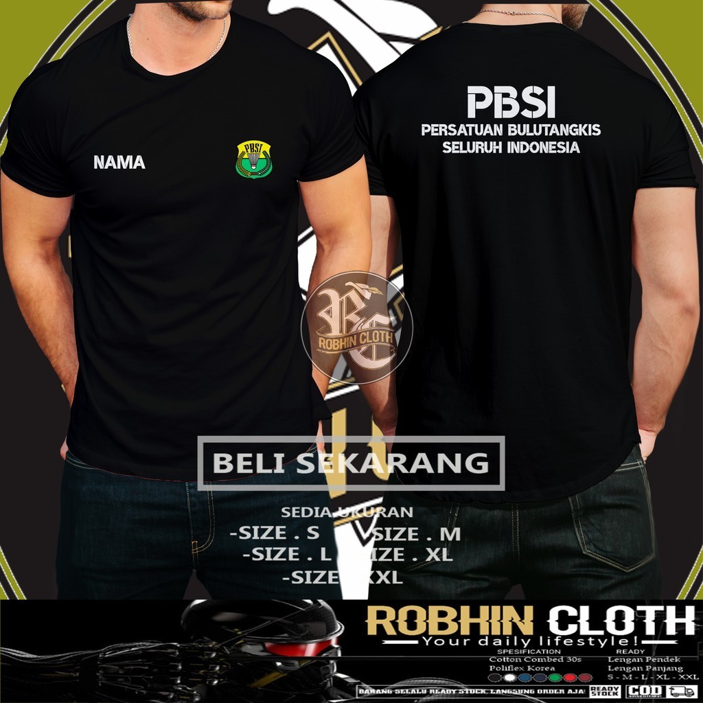 Kaos Baju PBSI Persatuan Bulutangkis Seluruh Indonesia Gratis Nama DB Kaos Distro