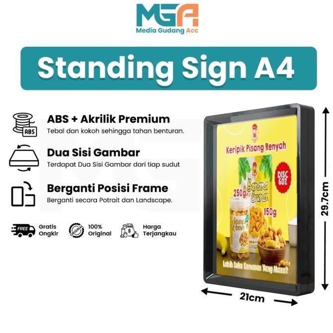 

Standing Sign A4 / Tempat Brosur / Tent Holder / Akrilik Display Menu Kualitas Premium