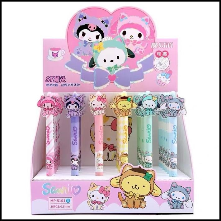 

TERBARU SANRIO STATIONARY PEN ERASABLE BALLPOINT CUTE PEN HELLOKITTY KUROMI !!