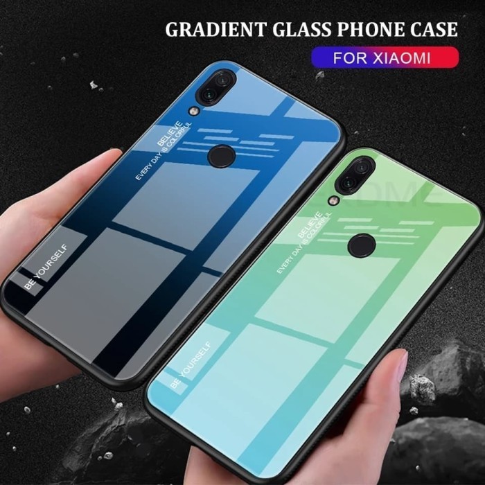 Gradient Glass Case Xiaomi Redmi Note 7 Note7 Back Cover Casing