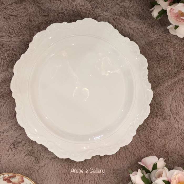 Ceramic Dinner Plate 27Cm Intricate Design White Saint James Pavillion
