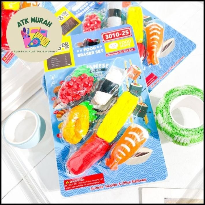 

GRATIS ONGKIR PENGHAPUS SUSHI 1 SET LUCU IMUT HAPUSAN ERASER MAKANAN FREE COVER !!!!!!!