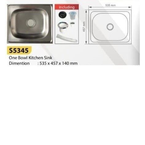 Bak Cuci Piring 1 Lubang Sevilla / Bak Cuci Piring Stainless S5345