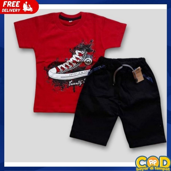 Set Baju Model Terbaru 2024 Baju 1 Set Kaos Katok Bocah Import Stelan Anaj 1-8 Tahun Det Rompi Celan