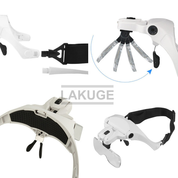 

Kacamata Pembesar 5X Magnifier 2 Led Head Illuminated Loupe Magnifier