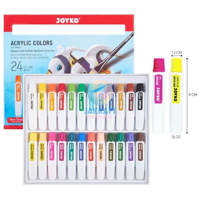 

Cat Lukis Akrilik Set 24 Warna JOYKO ACC-12ML-24 Acrylic Color Paint