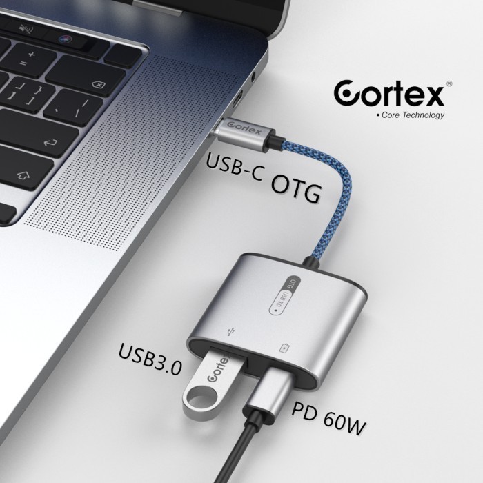 Cortex Mh366 Otg Usb C/Type-C To Usb 3.0 + 60W Charging 2In1 Adapter