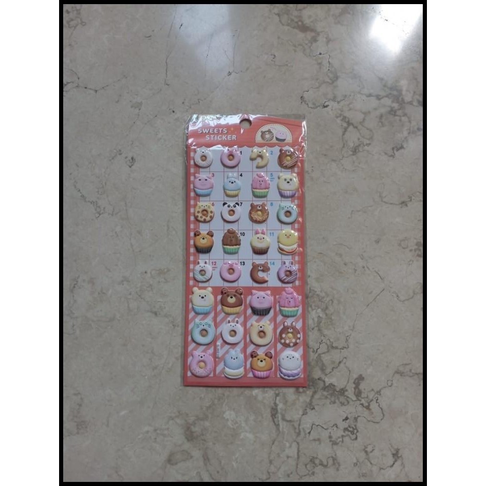 

DISKON STICKER SWEET CAKE MUFFIN CHOCOLATE PANDA BEAR STIKER TIMBUL 3D SOFT