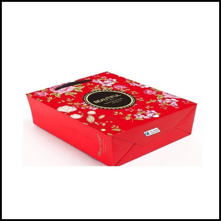 

BEST DEAL PAPER BAG BUNGA MERAH XL, GOODIE BAG IMLEK SOUVENIR KADO CNY