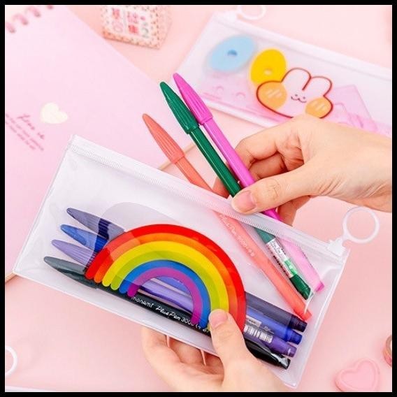 

TERBARU POUCH ZIPPER KOTAK PENSIL PLASTIK TRANSPARAN PVC BAG TAHAN AIR