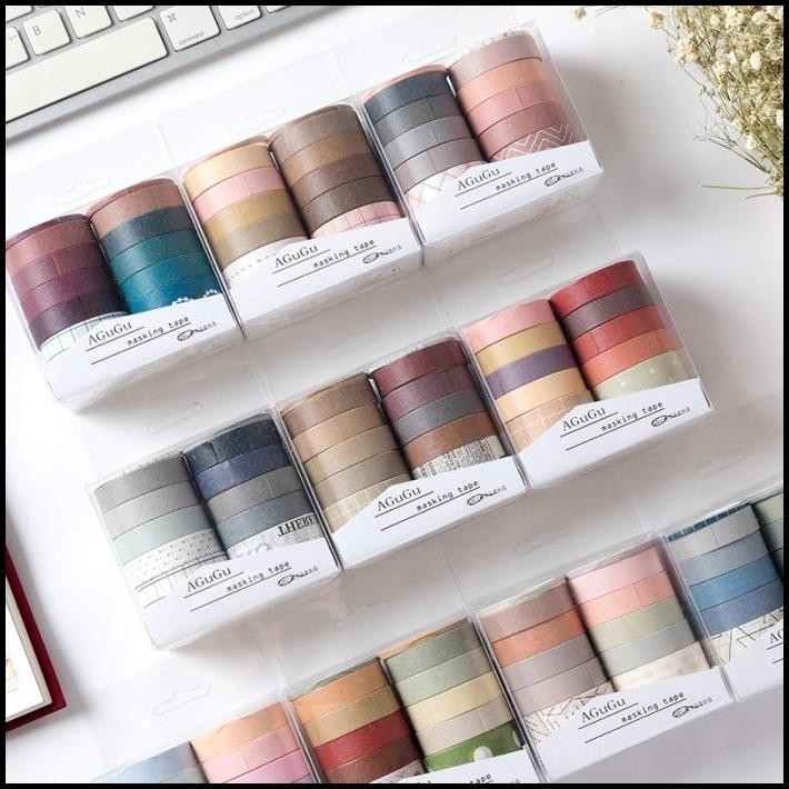 

BEST DEAL DOS MASKING TAPE SET 10 PCS BAHAN KERTAS WASHI TAPE WARNA WARNI MURAH