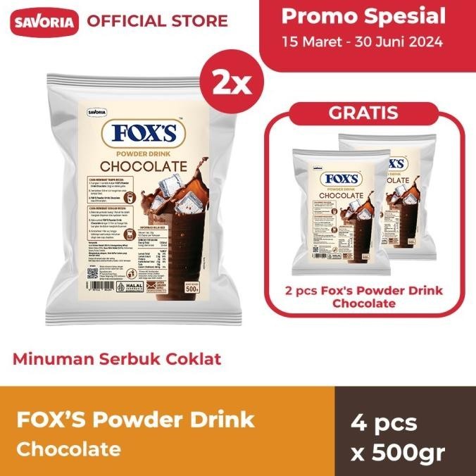 

TERBARU FOX'S CHOCOLATE POWDER DRINK 4 PCS X 500G !!!!!