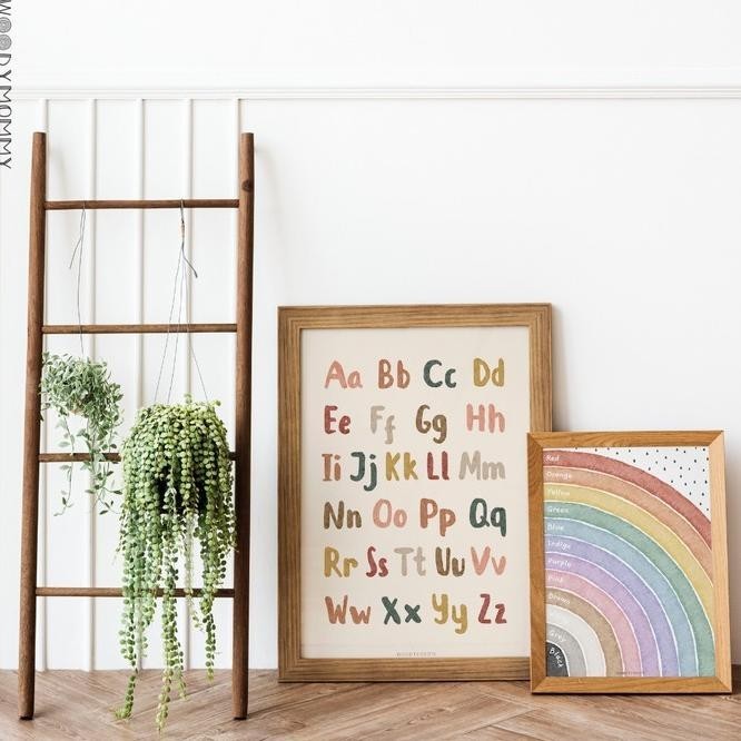 Poster Edukasi Balita - Boho Abc 123 Hijaiyah Preschooler Wall Art Ravneina