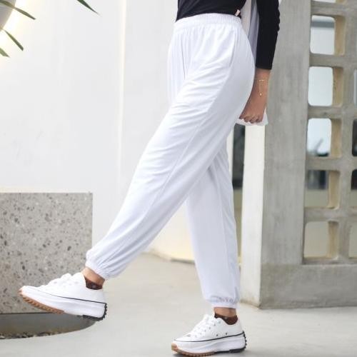Celana Kulot Jumbo Wanita Wanita Putih Haji Dan Umroh Celamis Kekinian White Jogger Pants Bahan Prem