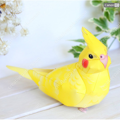 Burung Parkit Kuning BInatang animal  diorama papercraft miniatur action figure diy kerajinan kertas