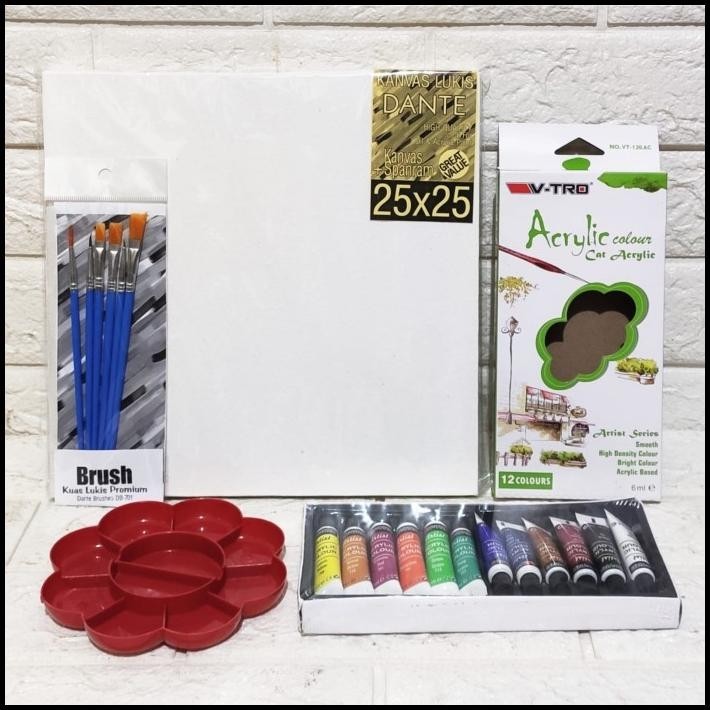 

TERMURAH PAKET MELUKIS SET KANVAS 25X25 KUAS PALET !