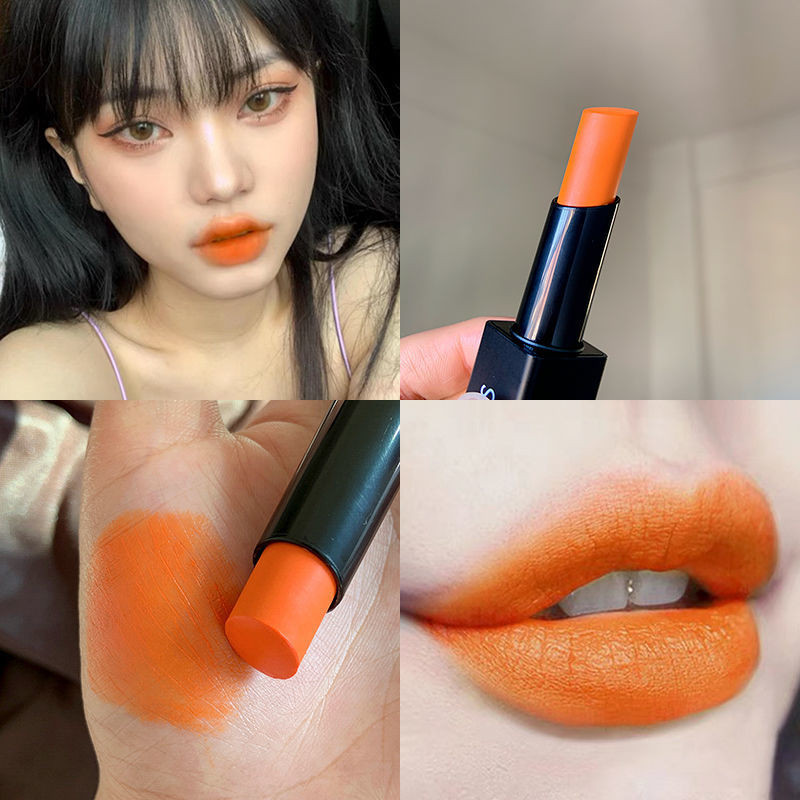 COD-Lipstik Matte Warna Orange Putih, Lipstik Matte Tahan Lama Murah