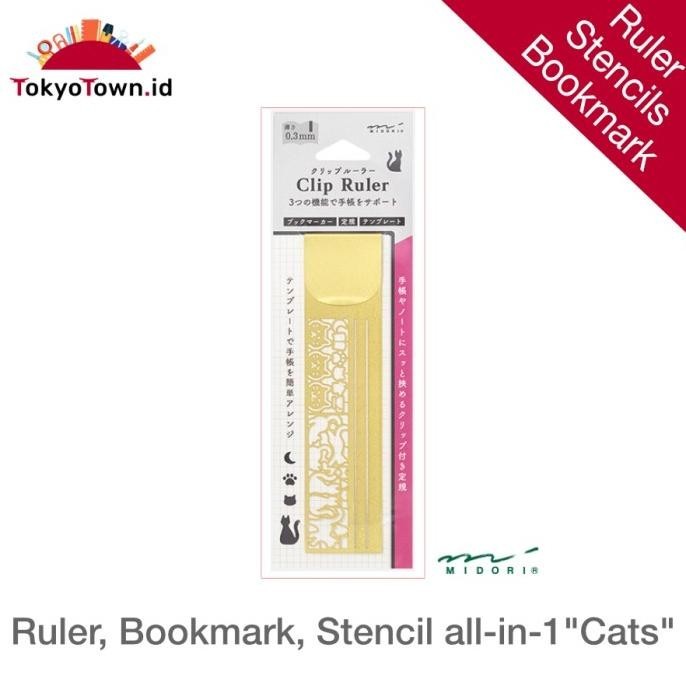 

Midori Ruler Stencil Bookmark Cats Premium Murah Baru