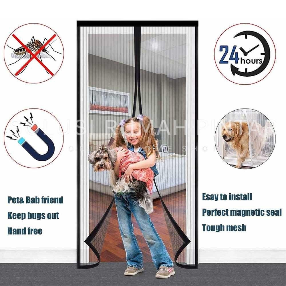 Tirai Pintu Anti Nyamuk Magnetik - TAFFHOME Kelambu Pintu Otomatis HITAM