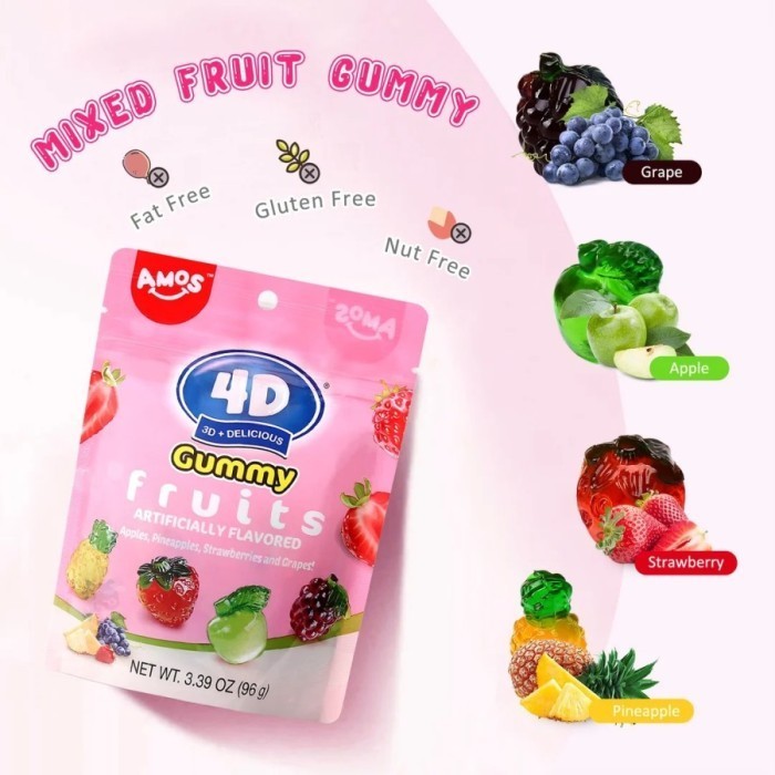 

4D Gummy Candy Amos Jelly Fruits Kids Candy 72Gram