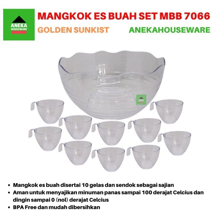 Mangkok Sop Buah Tempat Es Buah Set Gelas Mbb 7066 Golden Sunkist