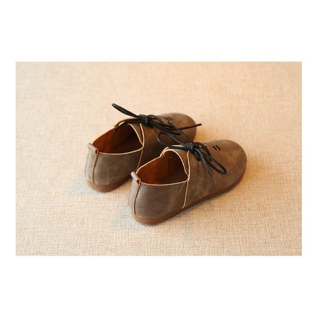 Sepatu Anak Japanese Leather Flat Shoes Unisex - Grey