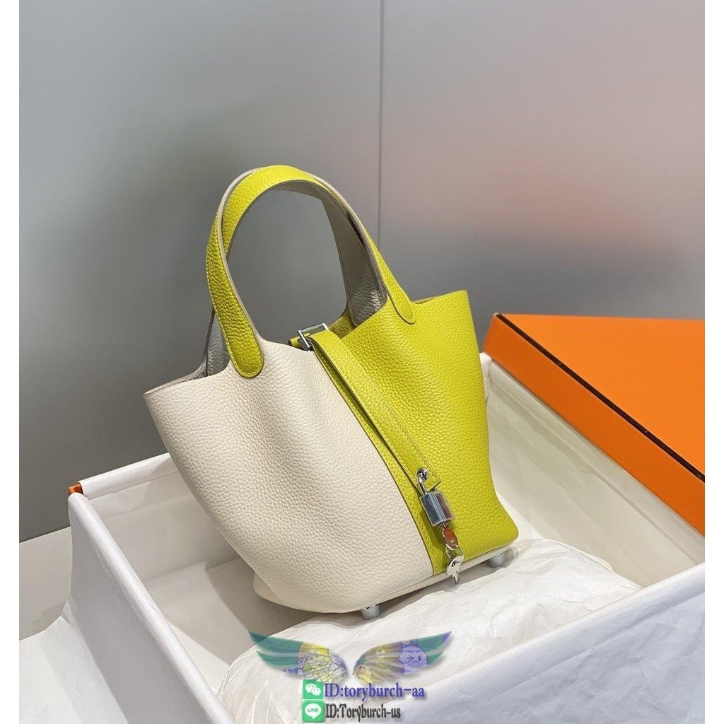 Togo Herm_ picotin 18cm mini bucket handbag basket shopper tote with studded feet