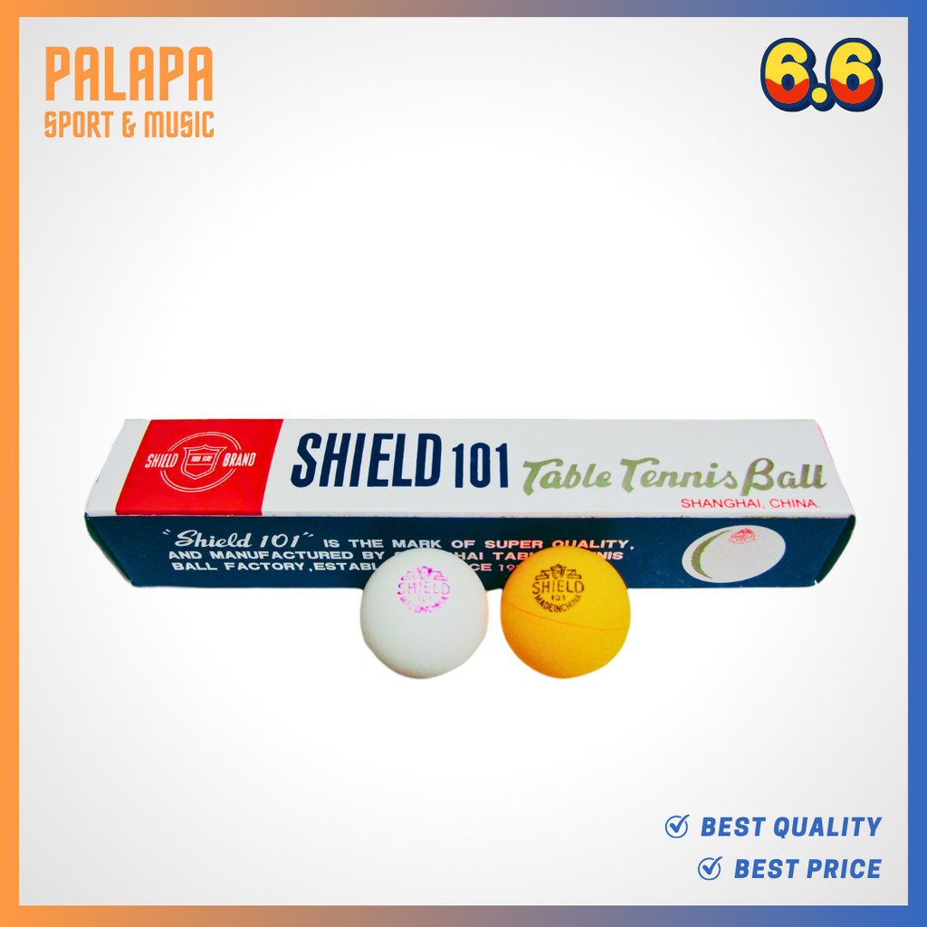 Bola Pingpong / Tenis Meja Ball Shield 101 40 Isi 6 Kuning Putih