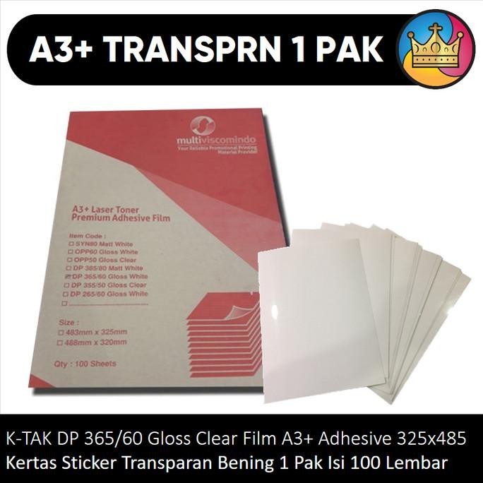 

Bahan A3+ Sticker Stiker Transparan K-Tak Gloss Clear Film Adhesive