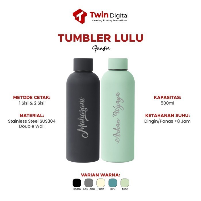 Custom Kado Botol Minum Termos Nyuhealth- Souvenir Tumbler Lulu Grafir