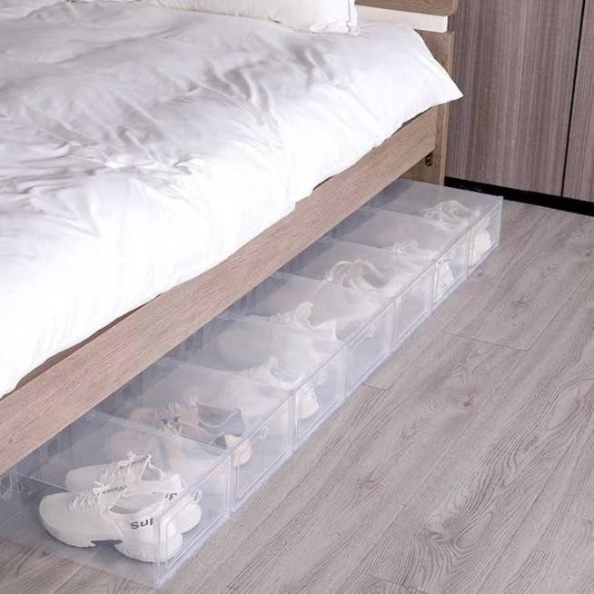 Kotak Sepatu Transparan Plastik Rak Susun Box Ukuran Besar 6 Pcs Acanthashop