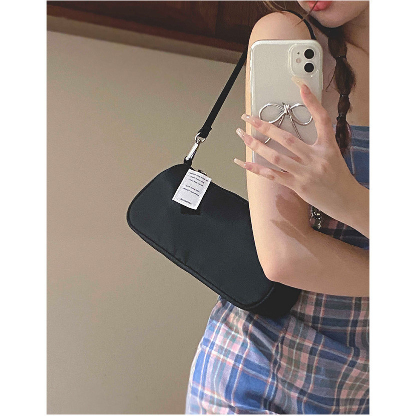 Tas Ketiak Kecil Wanita Sederhana Gaya Korea 2024 Tas Persegi Kecil Kain Nilon Serbaguna Baru Tas Se