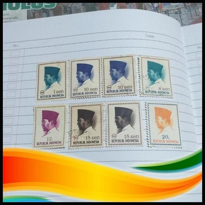 [BKS] PERANGKO KUNO SOEKARNO 1966 8PCS (BEKAS)